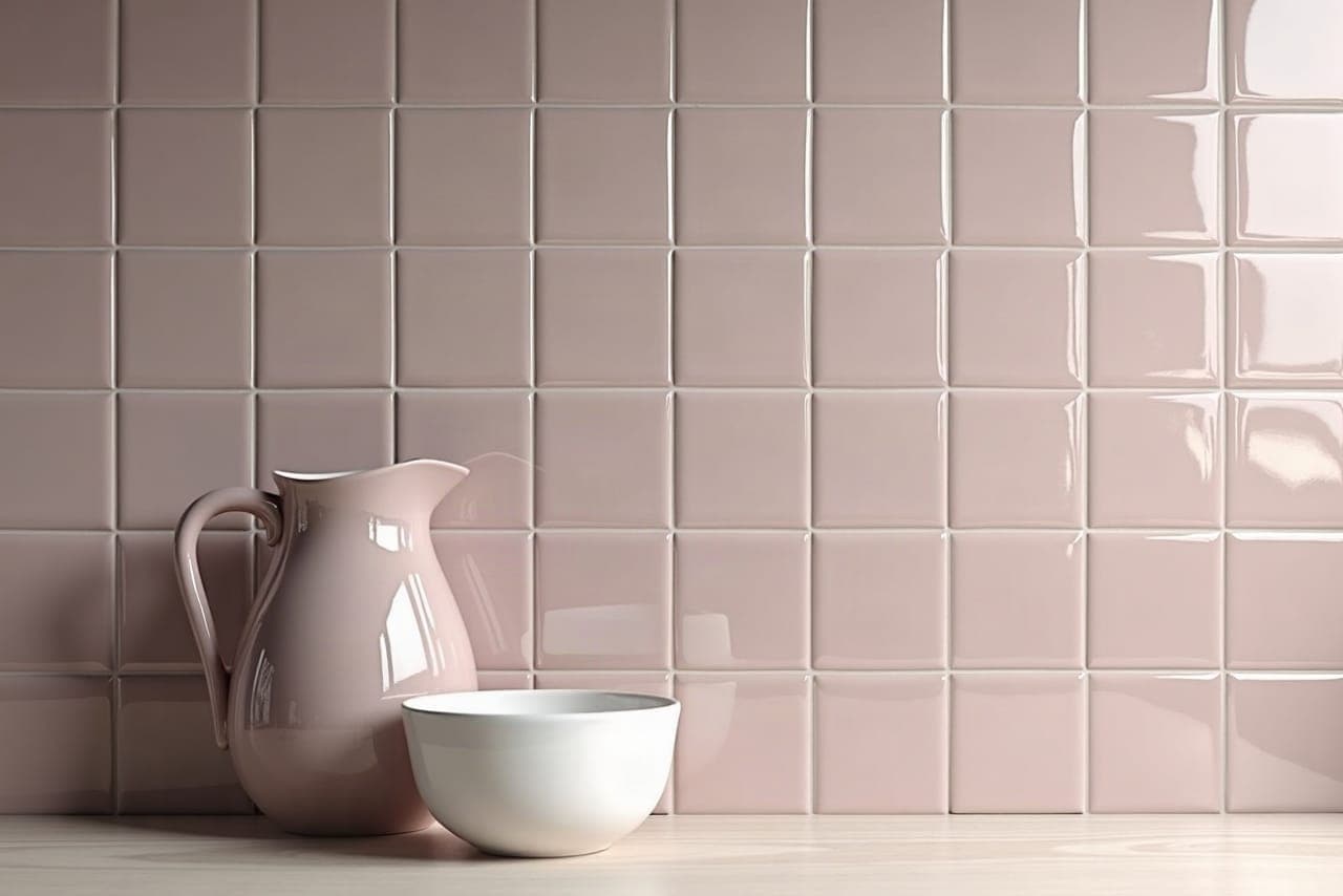 Crédence de cuisine terminée en mosaïque colorée assortie au plan de travail, joints réguliers